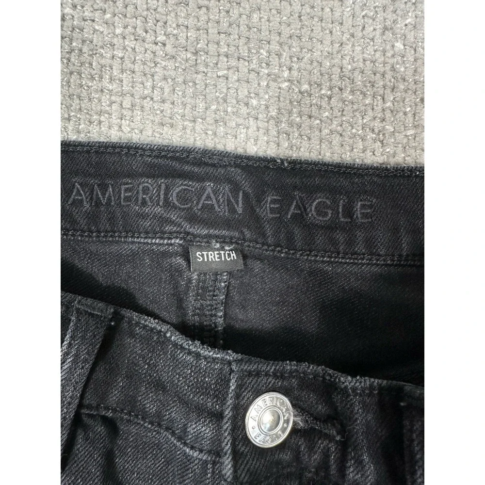 American Eagle Jean Shorts Womens‎ 6 Black Distressed Highest Rise 90s Boyfriend